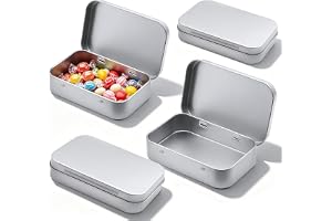 4 stycken metallburkar små, silver liten plåtburkar med lock | rektangulär burkar metalllåda, mini förvaringslåda, för mynt