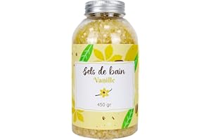 French Tendance - Sels de Bain Vanille - Relaxation Détente, Spa à la Maison, Soin Corps - Sels de Bain Relaxant Muscle Naturel, Bien Etre - Pour Adulte et Enfant - 450g