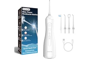 ‎BETTERCHOI Betterchoi Munddusche Kabellos Tragbar Elektrische Zahnreiniger, 4 Reinigungsmodi, 1800 Impulse, 300ML Wassertank, IPX7 Wasserdicht, USB Typ-C Aufladung für Haus & Reisen (Weiß)