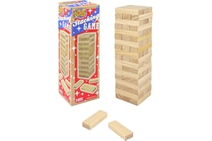 HENBRANDT 1 x Children’s Travel Size Wooden Tumbling Tower Game 18cm Classic Wood Family Stacking Fun Wobble Tower Game Learning Games Birthday Christmas Educational Toys for Boys and Girls