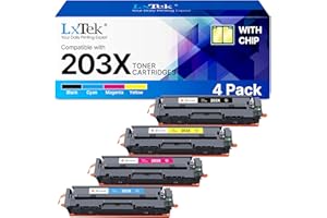 LxTek 203X Cartouche de Toner Compatible pour HP 203X 203A CF540X CF540A pour Color Laserjet Pro MFP M281fdw M254dw MFP M281fdn MFP M280nw M254nw M254dn M281 M254 (Noir Cyan Magenta Jaune, 4-Pack)