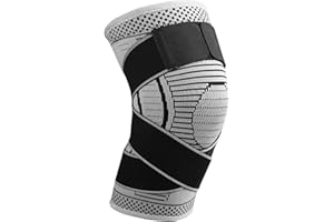 Ruilala Genouillère Sport pour Hommes Femmes 1 pièce Réglable Compression Genouillère pour Déchirure du Ménisque, Arthrite, Arthrose, Courir, Basketball (Gris, S)