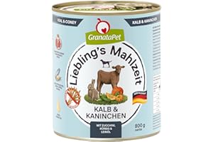 GranataPet Liebling's Repas Veau et Lapin - Nourriture Humide pour Chien - sans céréales et sans Sucre - Aliment Complet - 6 x 800 g