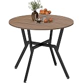 HOMCOM Round Dining Table Kitchen Table Black Legs 90 x 76 cm, Brown | Farmhouse Style, Anti-slip Foot Pads, Living Room, Din