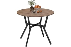 HOMCOM Dining Table, Round Kitchen Table with Black Legs, Anti-slip Foot Pads for Living Room, Dining Room, 90 x 76 cm, Brown
