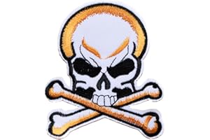 TOPT MILI lot 2 ecusson Tete de Mort Skull Crane Moto Biker thermocollant 9,5x8,5cm patche Insigne Biker