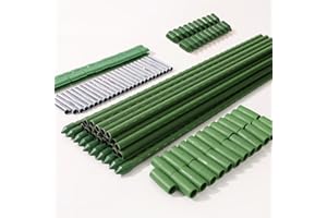 GUKULIVEL 121 Pcs Garden Stakes Set, 30 Pack Plant Stakes for DIY 4ft/5ft/6ft/7ft/8ft Plastic Coated Metal Plant Support Stakes with Connectors & Clips for Tomatoes, Vegetables, Indoor & Outdoor Plants