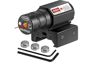 KinZon Mira Láser Táctica Roja con Montaje en Rail Picatinny 20mm, para Fusiles de Caza, Carabinas, Pistolas y Armas Cortas, Airsoft. 2 Diseños a Elegir