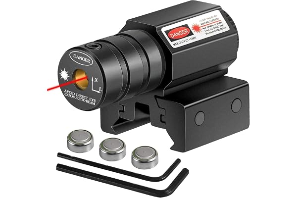 KinZon Mire Viseur Laser Rouge Tactique avec Montage sur Rail Picatinny 20mm, pour Fusil de Chasse, Carabine, Pistolet et Arme de Poing, Airsoft. 2 Designs au Choix
