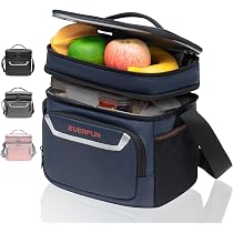 Everfun Borsa Termica Pranzo Donna Espandibile, Doppio Strato Con Contenitore Antiperdita, Tracolla Regolabile, Per Lavoro Picnic Campeggio, Nero - 3