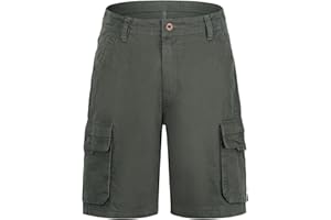 QXURKUT Pantalones Cortos Hombre Algodón Verano Casual Bermudas Cargo Shorts con 6 Bolsillos para Al Aire Libre Trekking Senderismo Pesca