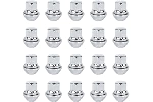 Bohaner 20Pcs M12x1.5 Wheel Lug Nuts 19mm Hex Alloy Wheel Nuts Closed End M12x1.5 Lug Nuts with Floating Captive Washers Compatible with Most Ford Focus Fiesta Fusion Escort Mondeo Kuga B-Max Sliver