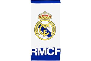CERDÁ LIFE'S LITTLE MOMENTS Ręcznik Real Madryt - Oficjalny ręcznik o ekskluzywnym designie, herbie i kolorach klubowych, idealny na plażę, basen, do kąpieli lub sportu, praktyczny dodatek dla fanów piłki nożnej
