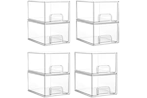 Vtopmart Confezione da 8 piccoli cassetti trasparenti impilabili, organizer per trucco da bagno, contenitori in plastica per vanità, sottolavello, mobili da cucina, dispensa, organizzazione della casa