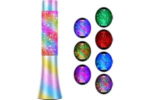 SENCU Lavalampe Buntes Licht, Nachtlicht LED Lampe Kinder Zimmer Gadgets Usb-Stromversorgung Stimmungslicht,Flüssig und Pailletten Rotieren Wohnzimmer Schlafzimmer Büro Deko Leselampe(Rainbow)