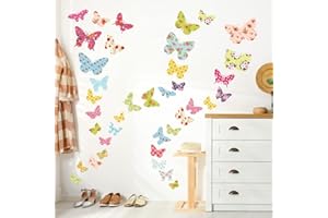 DECOWALL DW-1408 Patterned Butterflies Kids Wall Stickers Decals Peel and Stick Removable for Nursery Bedroom Living Room Art murals Decorations