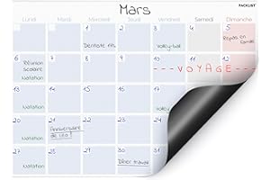 PACKLIST Calendrier Magnétique Mensuel pour Réfrigérateur en Français. Planificateur Mensuel Magnétique Format A4 au Design Coloré - Organisez votre Vie, Travail et Activités Quotidiennes !