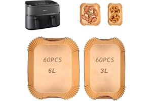 KUNOLI Fodere di carta per friggitrice ad aria Philips Dual Basket Serie 3000 6L/3L, fodere di carta usa e getta per friggitrice ad aria Philips Dual Basket Airfryer NA350/00 (120 pezzi)