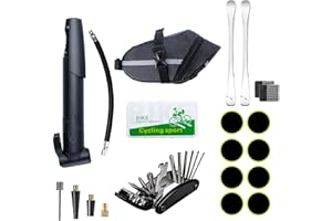 OZIRAL Bike Tool Kit, Bicycle Puncture Repair Kit, Bike Accessories with 16 in 1 Bike Multi Tool, Bicycle Pump, Tire Levers, Saddle Bag, Tire Patch Kit for Mountain Bike and Road Bike, Cycling Gifts for Men