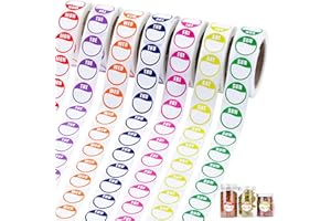 JOHIUX Days of The Week Stickers,3500 Food Labels Stickers,Circular Full Week Day Dots Food Labels,Day Dots Food Labels(All 7 Days Included 500 Labels per Roll)