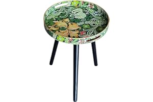 Simmer Stone Tables d'appoint rondes d'intérieur avec 3 pieds amovibles en bois, table à plateau polyvalent, parfaite pour table basse ronde, thé, temps de relaxation de 45 cm (Morris vert)