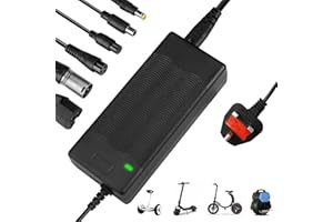 BEMKIA Electric Scooter Charger, 42V 2A Universal Hoverboard Charger for 36V Li-ion Batteries with 6 Connections, for Xiaomi Scooter, Electric Bike, Mobility Scooter, Self-Balancing Scooter