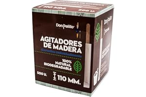 DON PALILLO- 500 Agitadores de Madera Desechables de 11 cms. Envueltos Individualmente. (1)