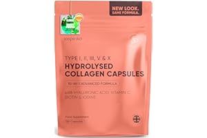 INSPIRIKO Multi Collagen Supplements for Women - Type I, II, III, V & X - 2000mg Marine, Bovine, Egg, Cartilage Hydrolyzed Collagen Peptides with Hyaluronic Acid & 5 Vitamins