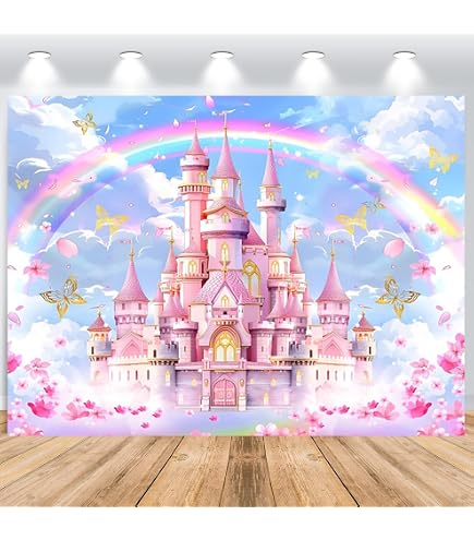 Sfondo Per Festa Principessa Musykrafties 7x5 Piedi (2,1x1,5 M) - Tema Castello Incantato E Notte Stellata, Vinile