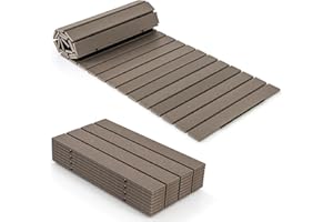 COSTWAY Rollweg aus HDPE, 242 x 55cm Gehweg ausrollbar, Gartenweg wetterfest, Gehwegplatte Trittplatte für Hochzeit, Party, Garten, Grau