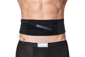 DIABELT Breathable Peritoneal Dialysis Belt with Mesh Pouch PD Catheter Transfer Set Holder Accessories with Slits for G-Tube Feeding Tube Peg Tubing Stomach Women Men Adults Black