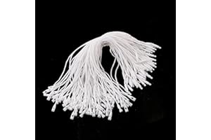 Trimming Shop 7 Inch Cotton String Hang Tag With Lock Labels Snap Lock Attachment Secure Tag Fasteners for Price Tags Fashion Apparels, Clothing, White, 100pcs
