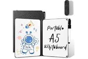 AGM Mini Whiteboard svart, bärbar A5-planeringstavla, liten dubbelsidig skrivning, whiteboard, ingen magnet, 15 x 21 cm hårt skal för kontor, skola, hem – inkl. 1 markör med raderspets