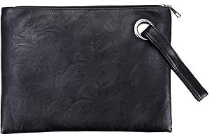 MaoXinTek Damen Clutch Handtasche Weiches Leder Abendtasche Tasche Groß Geldbörse Portemonnaie mit Handschlaufe & Reißverschluss für Party, Hochzeit, Business, Reisen, Schwarz