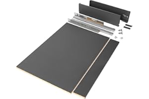 Emuca - Kit de cajón para cocina o baño con tableros incluidos y guias de extracción total con cierre suave, altura 93 mm para módulo 900 mm y profundidad 500 mm, Gris Antracita