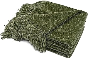 ‎RECYCO RECYCO Weihnachten Wohn und Kuscheldecke Chenille 127x152, Kleine Weihnachten Decke Sofadecke Couchdecke Wohndecke Dunkelgrün Flauschig Weich für Sofa Couch Stuhl, Grün