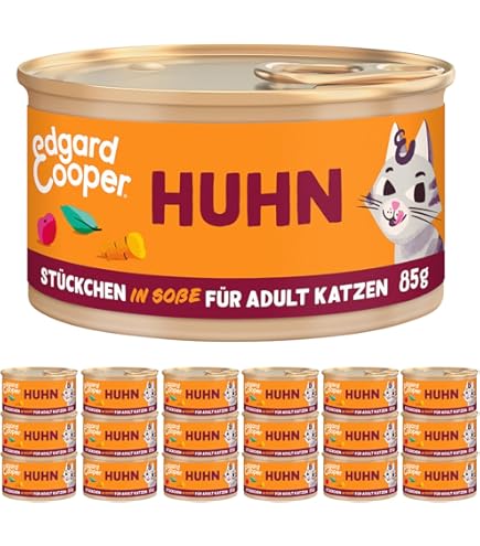 Edgard Cooper Katzenfutter Nass - 24x85g Multipack, 4 Geschmacksrichtungen, Getreidefrei