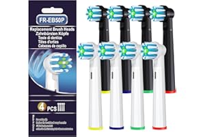 Testine di Ricambio Pro Cross Clean Action Compatibili con Spazzolino Elettrico Orale B, Testine Per Spazzolino di Ricambio Per Pulizia Straordinaria, Di Kisstta (8 Multicolor)