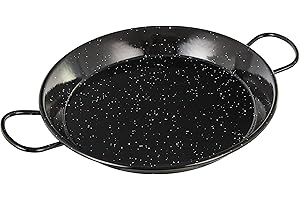 VAELLO LA VALENCIANA La Valenciana Poêle à paëlla en Acier émaillé Compatible avec Plaque à Induction Poignées en céramique Noir 30 cm
