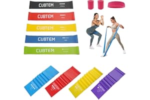 CUBTEM Bande Élastique Fitness Ensemble de 9 Bandes, 5 Bandes de Fitness en Latex, 4 Bandes de résistance TPE, Bandes de résistance pour Gymnastique idéales pour Le renforcement Musculaire, Pilates, Yoga