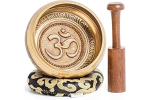 Hihealer Tibetanische Klangschalen-Set 100% Handgefertigt in Nepal, Große Klangschale mit Anleitung, Schlegel, Kissen, Geschenkbox