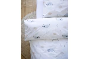 little fei-fei Littlefeifei Sleeping Sheep 100% Organic Cotton Luxury Kids | Toddler Cot Bed Duvet Cover and Pillow Case Bedding Set 120x150