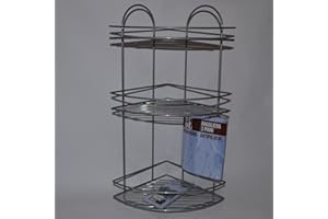 JUSNOVA Scaffale da bagno doccia angolare 3 ripiani 30 x 22 x 57 cm antiruggine Grigio