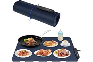Coikes Vassoio Riscaldante Elettrico Scaldavivande Elettrico Portatile Tappetino Riscaldante in Silicone Pieghevole con 6 Timer 5 Temperatura per Ristoranti, Feste, Buffet, Riunioni (60x40cm)