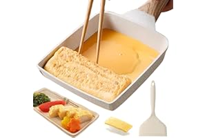 WANDGU Padella per Omelette Giapponese: 18x15 cm Padella per Tamagoyaki, Rettangolare con Manico in Legno