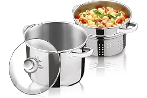 Aeternum Y0Vepsn220 Pot à pâtes Divina Pastarella, acier, argenté, 27 x 24,5 x 22 cm, ø 22 cm, 1,33 kg