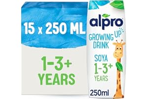 Alpro Soya Growing-Up Plant-Based Long Life Drink, Vegan and Dairy Free, 3 x 250 ml (Pack of 5), Packaging may vary