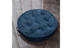 TAGKOMA Round Floor Cushion Solid Color Dutch Velvet Big Floor Pillow For Adults Living Room Bedroom Classroom Outdoor Yoga Meditation Large Floor Cushion,blue,60cm