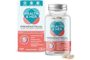HEALTH AND HER Health & Her Premenstrual Supplements for Women - PMS Support for Menstrual Wellbeing - Supports Hormone Regulation, Energy, Nervous System, Cognitive Function & Immune System (1 Month- 60 Tablets)