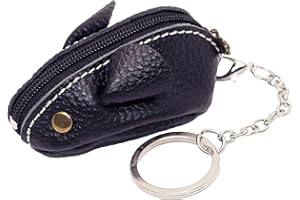 BAWAKO Mini Porte-Monnaie en Cuir, Souris, Breloque, Attache Sac à Bandoulière, Enfants Adultes, Noir